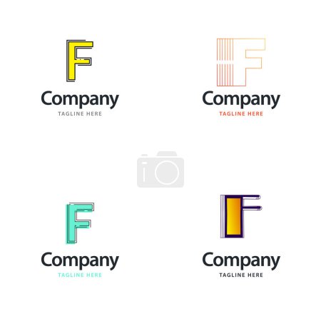 Téléchargez les illustrations : Lettre F Big Logo Pack Design Creative Design de logos modernes pour votre entreprise - en licence libre de droit