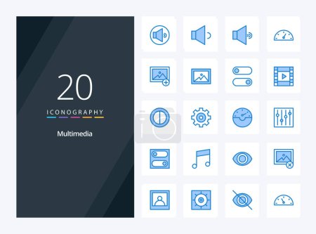 Ilustración de 20 icono de color azul multimedia para la presentación - Imagen libre de derechos