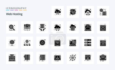 Illustration for 25 Web Hosting Solid Glyph icon pack - Royalty Free Image