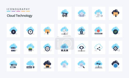 Ilustración de 25 Tecnología de nube Paquete de iconos de color plano - Imagen libre de derechos