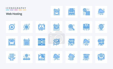 Ilustración de 25 Alojamiento Web Paquete icono azul - Imagen libre de derechos