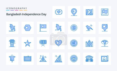 Téléchargez les illustrations : 25 Bangladesh Independence Day Pack icône bleue - en licence libre de droit
