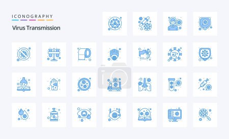 Ilustración de Paquete de iconos de 25 Virus Transmission Blue - Imagen libre de derechos