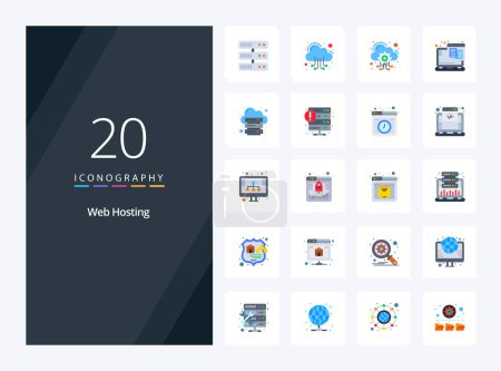 Ilustración de 20 Web Hosting Flat Color icono para la presentación - Imagen libre de derechos