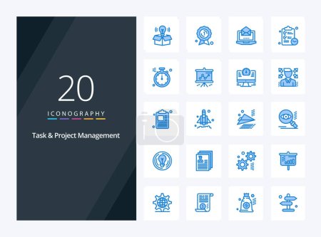 Illustration for 20 Task And Project Management Blue Color icon for presentation - Royalty Free Image