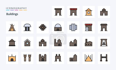 Illustration for 25 Buildings Line Filled Style icon pack - Royalty Free Image