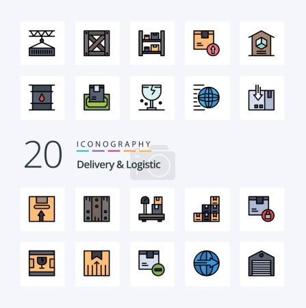 Illustration for 20 Delivery And Logistic Line Filled Color icon Pack like  boxes stock box weight - Royalty Free Image