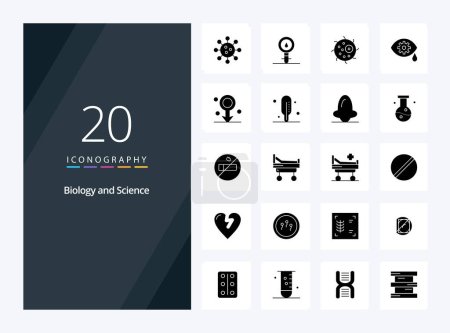 Téléchargez les illustrations : 20 Biologie Glyphe solide icône pour la présentation - en licence libre de droit
