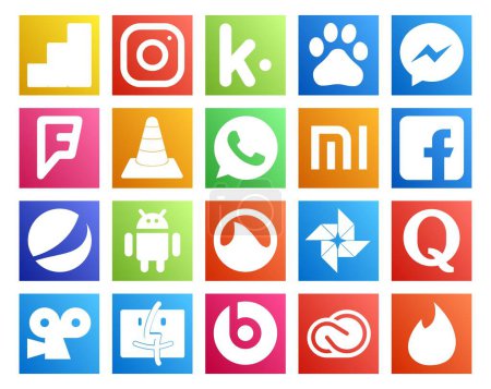 Téléchargez les illustrations : 20 Pack d'icônes pour les médias sociaux Y compris question. photo. joueur. grooveshark. pepsi - en licence libre de droit