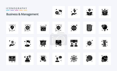 Ilustración de 25 Paquete de iconos de glifos sólidos de negocios y gestión - Imagen libre de derechos