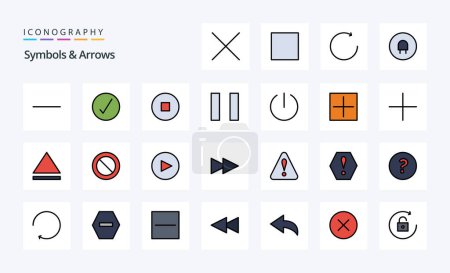 Illustration for 25 Symbols  Arrows Line Filled Style icon pack - Royalty Free Image