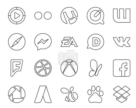 Illustration for 20 Social Media Icon Pack Including msn. dribbble. messenger. foursquare. disqus - Royalty Free Image
