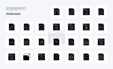 Ilustración de 25 Paquete de iconos de glifos sólidos multimedia - Imagen libre de derechos