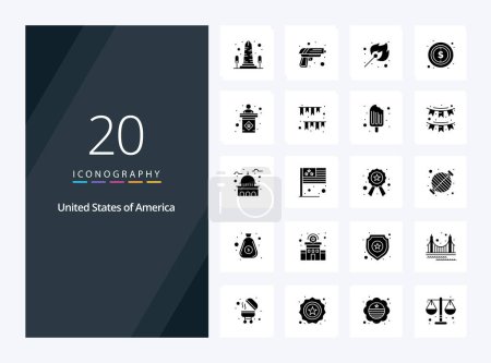 Illustration for 20 Usa Solid Glyph icon for presentation - Royalty Free Image