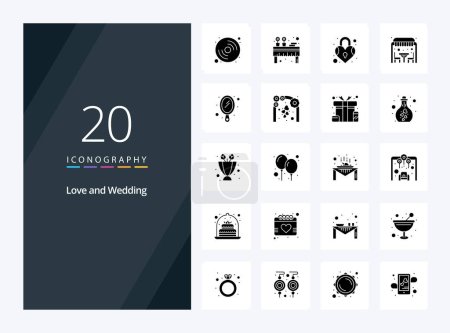 Ilustración de 20 icono de glifo sólido de la boda para la presentación - Imagen libre de derechos