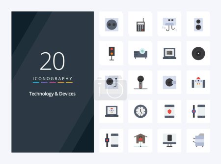 Illustration for 20 Devices Flat Color icon for presentation - Royalty Free Image