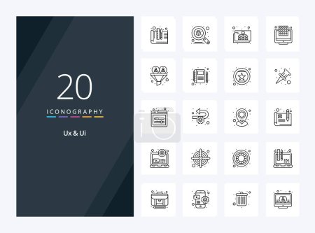 Illustration for 20 Ux And Ui Outline icon for presentation - Royalty Free Image