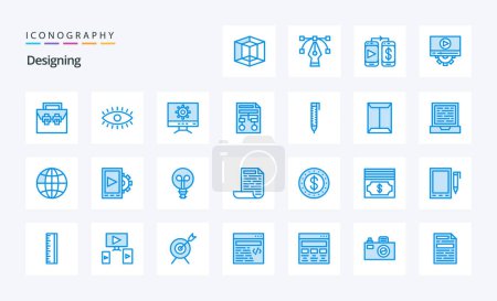 Ilustración de 25 Diseño azul icono pack - Imagen libre de derechos