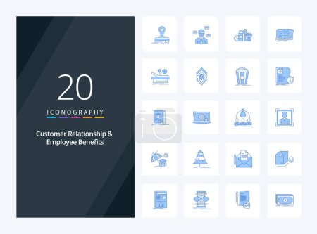 Illustration for 20 Customer Relationship And Employee Benefits Blue Color icon for presentation - Royalty Free Image