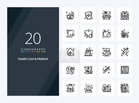 Téléchargez les illustrations : 20 icône Soins de santé et grandes lignes médicales pour la présentation - en licence libre de droit