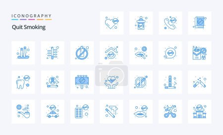 Illustration for 25 Quit Smoking Blue icon pack - Royalty Free Image