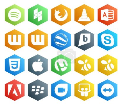 Ilustración de 20 Paquete de iconos de redes sociales Incluyendo adobe. utorrent. wattpad. manzana. chat - Imagen libre de derechos