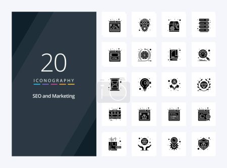 Illustration for 20 Seo Solid Glyph icon for presentation - Royalty Free Image