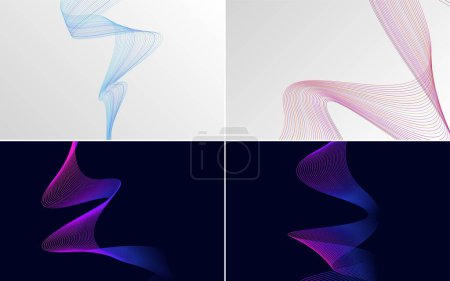 Illustration for Create a modern and sleek look with a set of 4 abstract waving line backgrounds - Royalty Free Image
