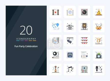 Téléchargez les illustrations : 20 Party Icône de couleur plate pour la présentation - en licence libre de droit