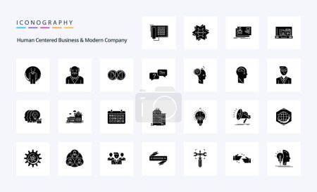 Ilustración de Paquete de iconos de glifo sólido de 25 empresas centradas en el hombre y modernas - Imagen libre de derechos