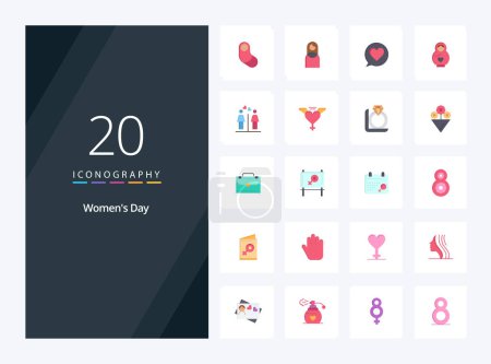 Illustration for 20 Women's Day Flat Color icon for presentation - Royalty Free Image