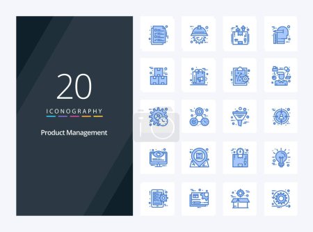 Téléchargez les illustrations : 20 Product Management Icône de couleur bleue pour la présentation - en licence libre de droit