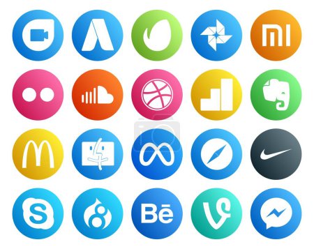 Ilustración de 20 Paquete de iconos de redes sociales Incluyendo el navegador. facebook. música. meta. mcdonalds - Imagen libre de derechos