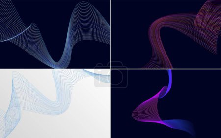 Ilustración de Crear un aspecto moderno con este conjunto de 4 fondos de onda vectorial - Imagen libre de derechos