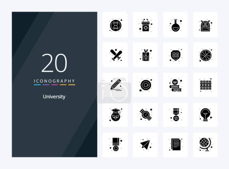 Ilustración de 20 Icono de glifo sólido de la Universidad para la presentación - Imagen libre de derechos