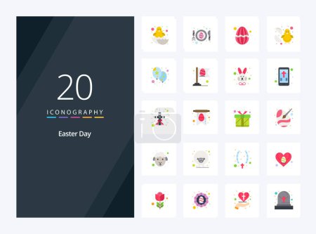 Ilustración de 20 icono de color plano de Pascua para la presentación - Imagen libre de derechos