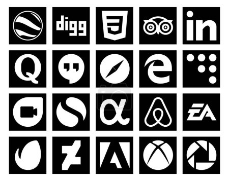 Illustration for 20 Social Media Icon Pack Including electronics arts. app net. hangouts. simple. coderwall - Royalty Free Image