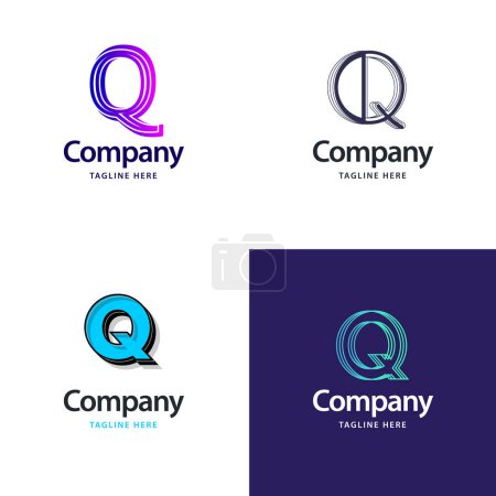 Illustration for Letter Q Big Logo Pack Design Creative Modern logos design for your business - Royalty Free Image