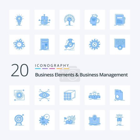 Illustration for 20 Business Elements And Business Managment Blue Color icon Pack like entrepreneur career vision business dimensional - Royalty Free Image