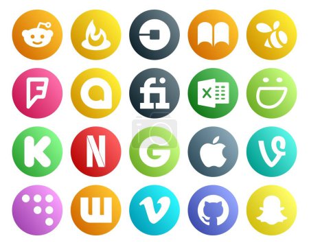 Illustration for 20 Social Media Icon Pack Including coderwall. apple. google allo. groupon. kickstarter - Royalty Free Image