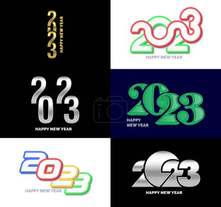 Illustration for Big Collection of 2023 Happy New Year symbols Cover of business diary for 2023 with wishes - Royalty Free Image