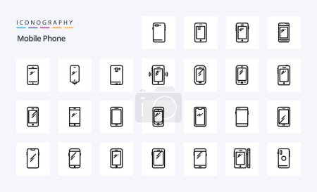 Illustration for 25 Mobile Phone Line icon pack - Royalty Free Image
