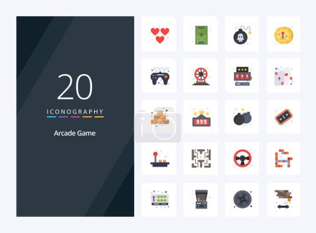 Illustration for 20 Arcade Flat Color icon for presentation - Royalty Free Image
