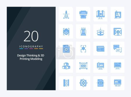 Illustration for 20 Design Thinking And D Printing Modeling Blue Color icon for presentation - Royalty Free Image