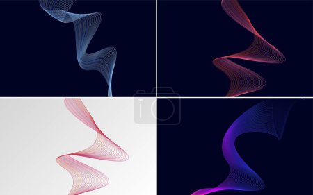 Illustration for Create a unique aesthetic with this set of 4 waving line vector backgrounds - Royalty Free Image