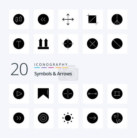 Téléchargez les illustrations : 20 Symboles Flèches Icône Glyphe Solide Pack comme des symboles signe cercle engagement symbolisme - en licence libre de droit