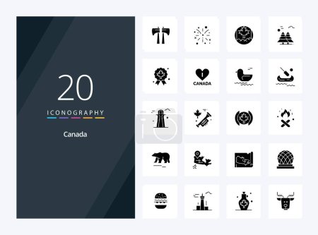 Téléchargez les illustrations : Icône Glyphe solide de 20 Canada pour présentation - en licence libre de droit