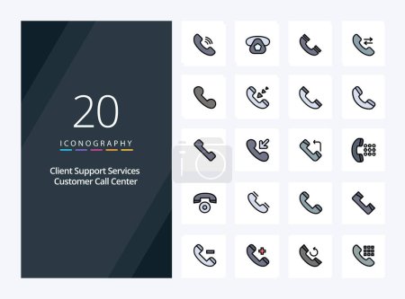 Téléchargez les illustrations : 20 Ligne d'appel icône remplie pour la présentation - en licence libre de droit