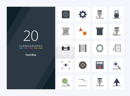 Illustration for 20 Tools Flat Color icon for presentation - Royalty Free Image