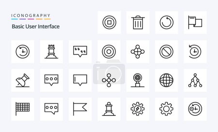 Ilustración de 25 Paquete de iconos de línea básica - Imagen libre de derechos